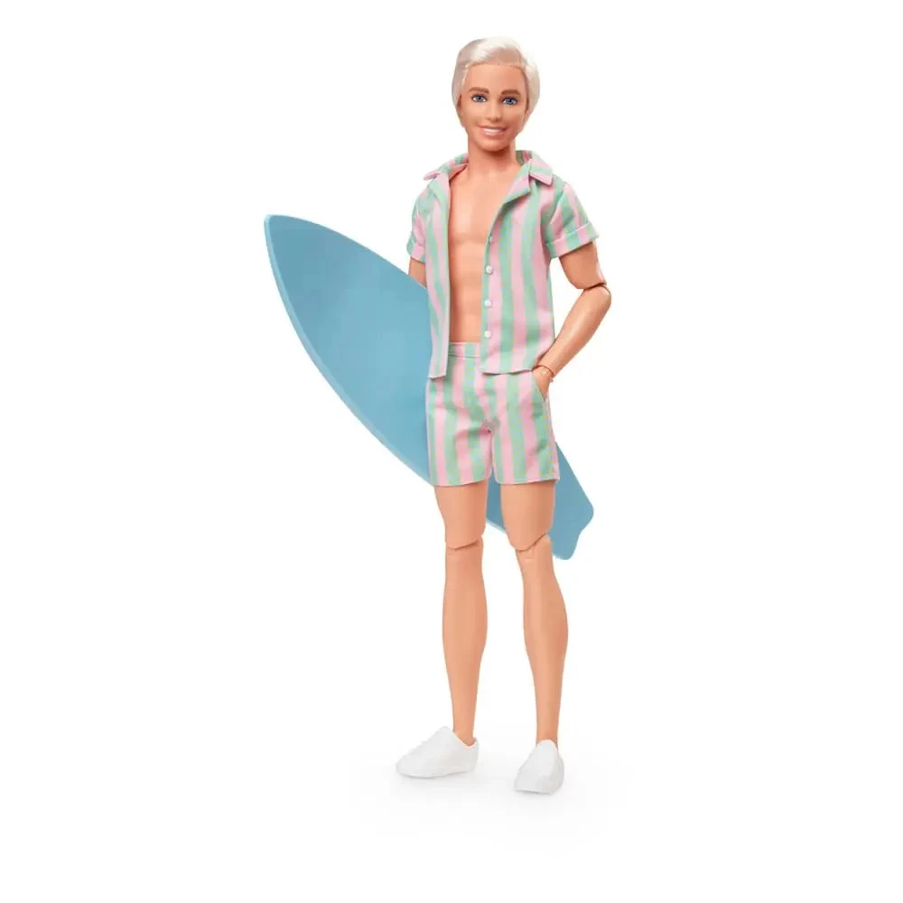 Barbie The Movie Doll Ken Wearing Pastel Striped Beach Matching Set 3 Barbie The Movie Doll Ken Wearing Pastel Striped Beach Matching Set