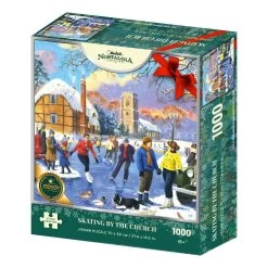 Christmas Nostalgia Collection: Skating By The Church 1000 Piece Jigsaw Puzzle