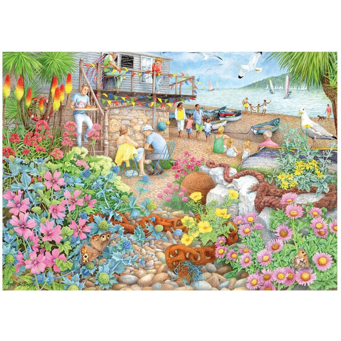 Ravensburger Cosy Café No.1 Beach Garden 1000 Piece Jigsaw Puzzle 4 Ravensburger Cosy Café No.1 Beach Garden 1000 Piece Jigsaw Puzzle - Image 2