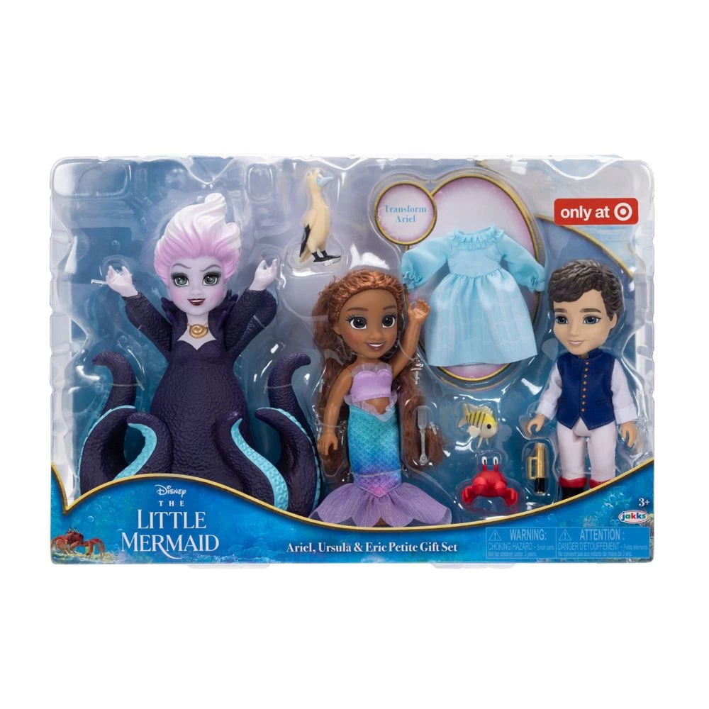 JAKKS PACIFIC Disney The Little Mermaid Ariel, Ursula & Eric 6" Petite Doll Gift Set 3 JAKKS PACIFIC Disney The Little Mermaid Ariel, Ursula & Eric 6" Petite Doll Gift Set