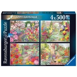 Ravensburger Happy Days No.5 Glorious Gardens 4x 500 Piece Jigsaw Puzzle