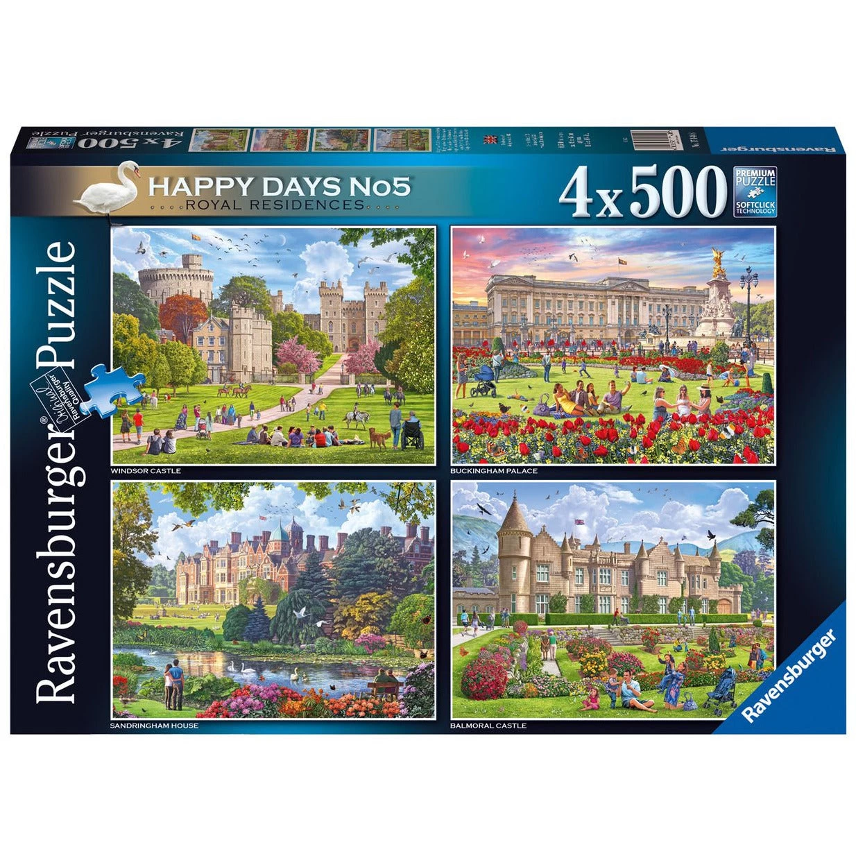 Ravensburger Happy Days Collection No.4 Royal Residences 4x 500 Piece Jigsaw Puzzle 3 Ravensburger Happy Days Collection No.4 Royal Residences 4x 500 Piece Jigsaw Puzzle