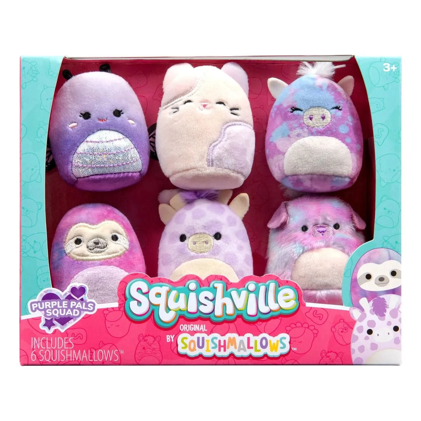Squishmallows Squishville 2" Purple Pals Squad 6-Pack 3 Squishmallows Squishville 2" Purple Pals Squad 6-Pack