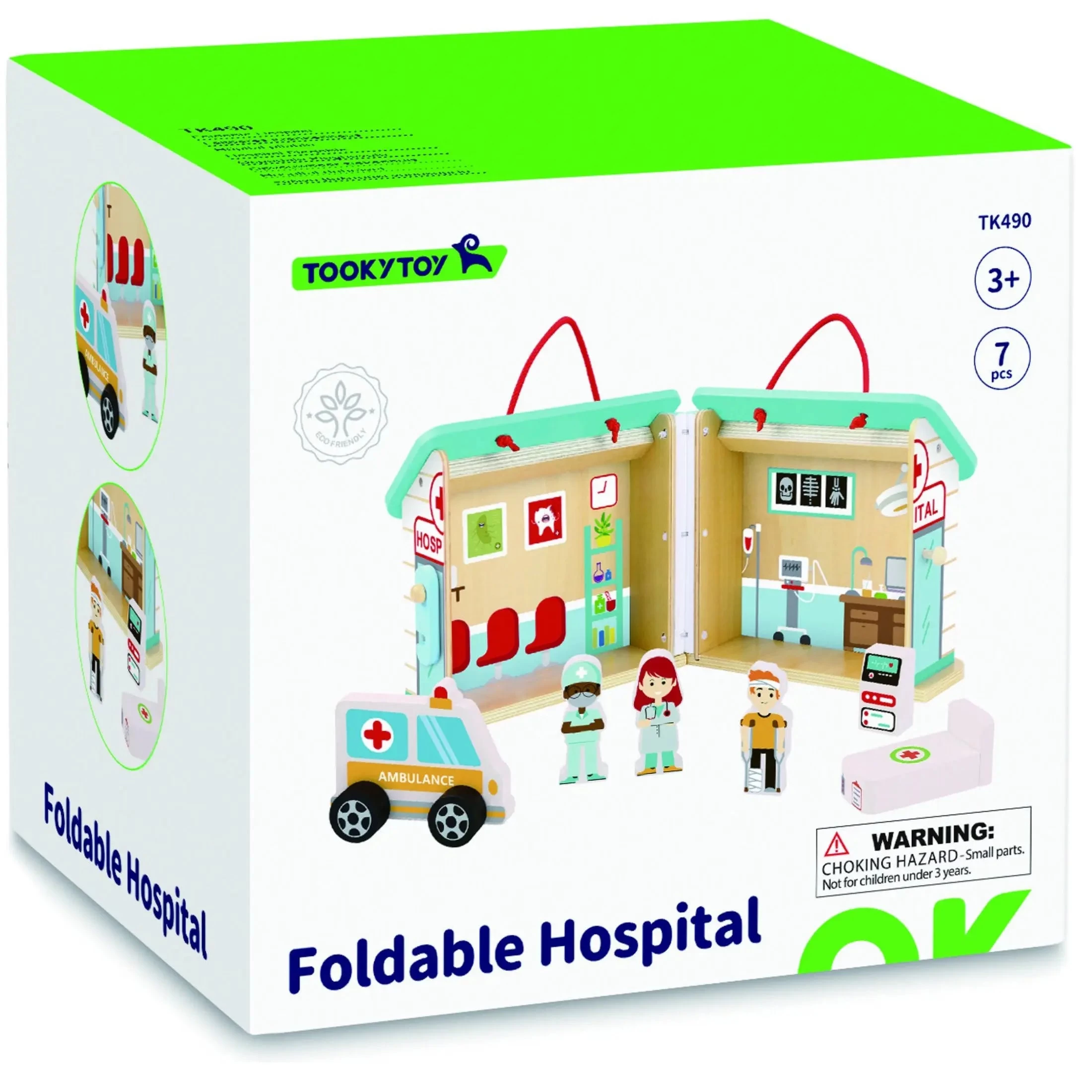 Tooky Toy Wooden Foldable Hospital 4 Tooky Toy Wooden Foldable Hospital - Image 2