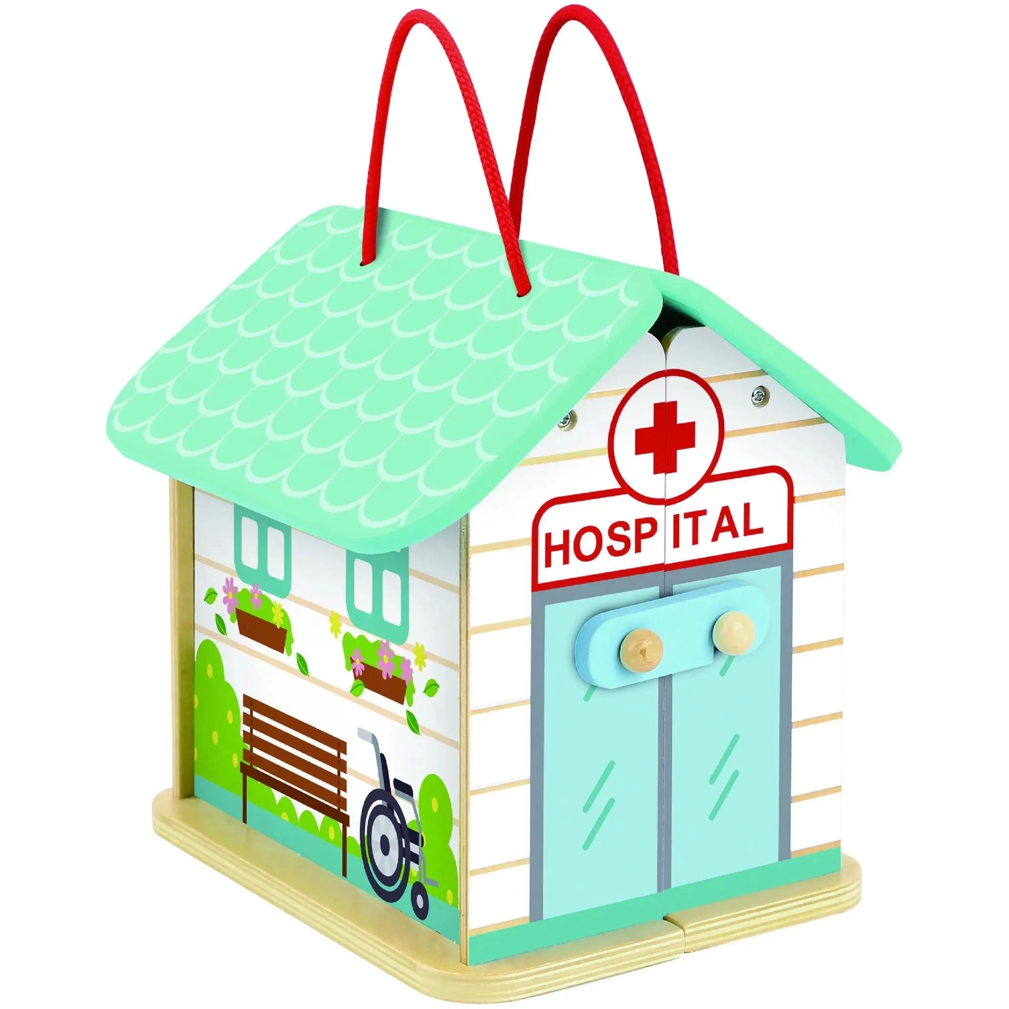 Tooky Toy Wooden Foldable Hospital 5 Tooky Toy Wooden Foldable Hospital - Image 3