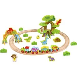 Tooky Toy Wooden Small Dinosaur Train Set